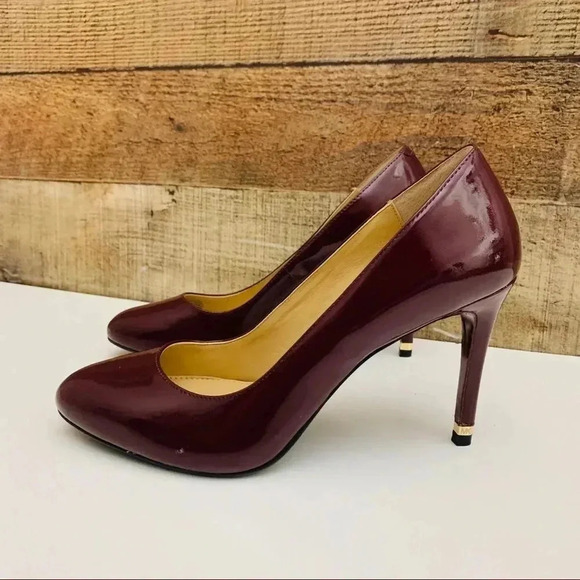 Michael Kors Patent Leather Burgundy Heels - Picture 1 of 8